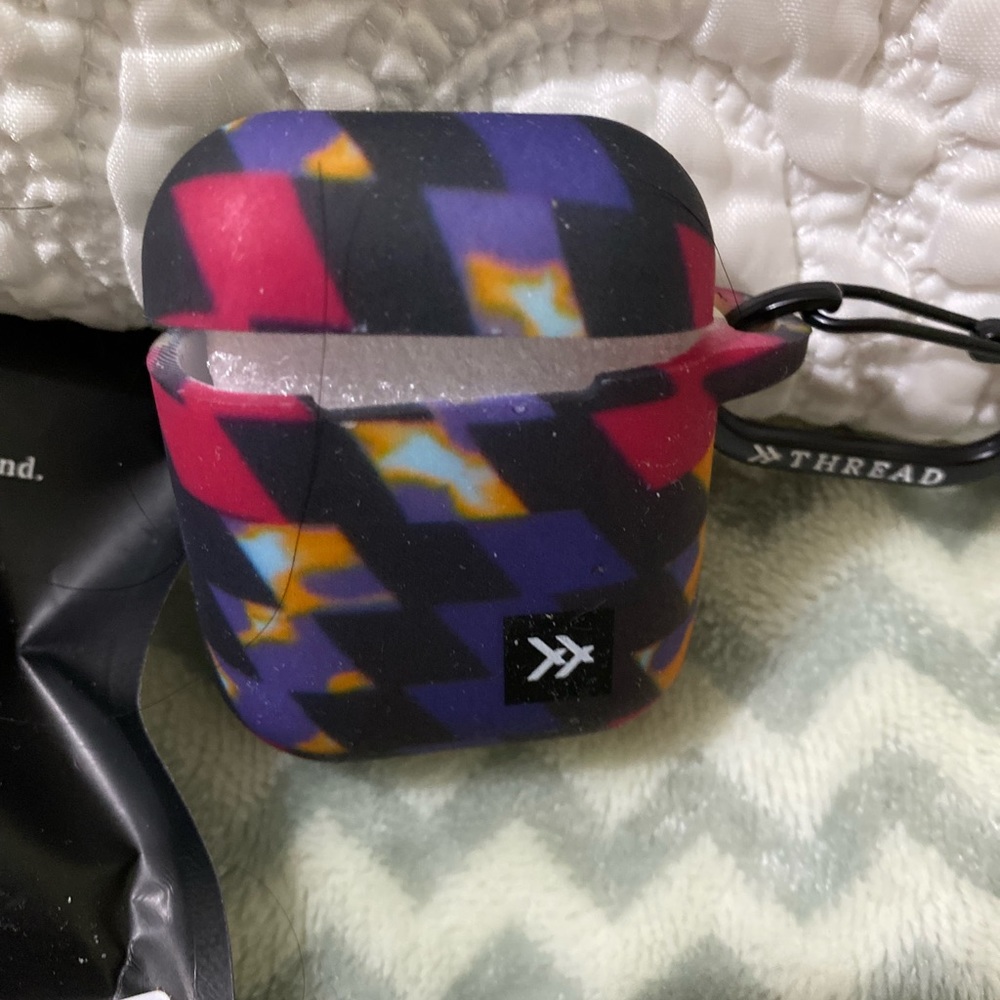 Thread Wallets Air Pods Case Silicone With C-Clip Carabiner Color Multi NWT